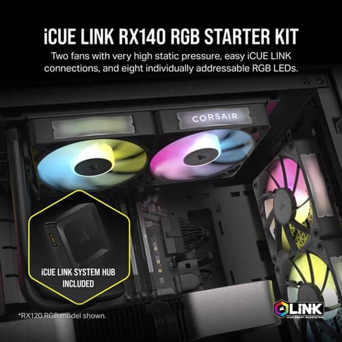 Corsair iCUE Link RX140 RGB 140mm PWM Black Cabinet Fan (Dual Pack)